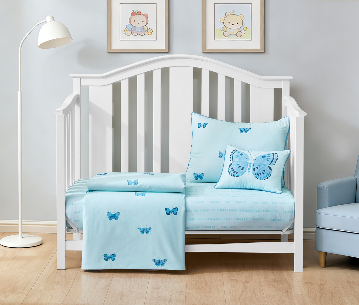 Kids Blue Butterfly Crib Set- Reg: $150
