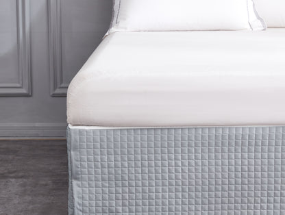 Silver Grey Square Quilted Bed-skirt