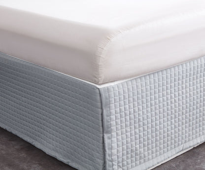 Silver Grey Square Quilted Bed-skirt