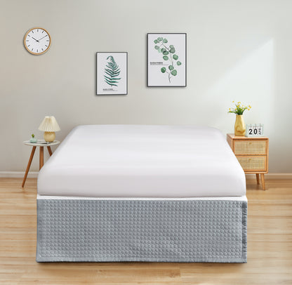 Silver Grey Circle Quilted Bed-skirt